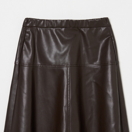 SYNTHETIC LEATHER FLARE SKIRT 詳細画像 ダークブラウン 2