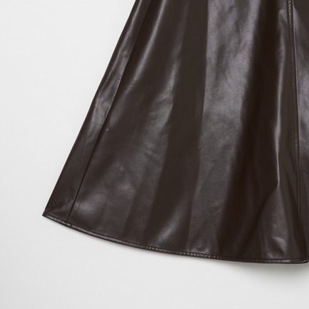 SYNTHETIC LEATHER FLARE SKIRT 詳細画像 ダークブラウン 4
