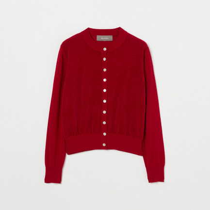 VELOUR CREW NECK CARDIGAN