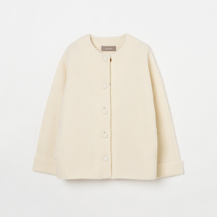 HERRINGBONE CREW KNIT JACKET 詳細画像 アイボリー 8