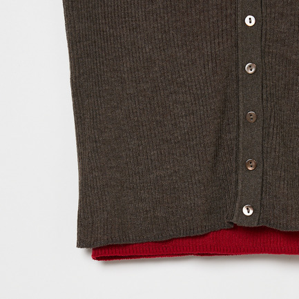 LAYERED KNIT CARDIGAN 詳細画像 ブラウン 4