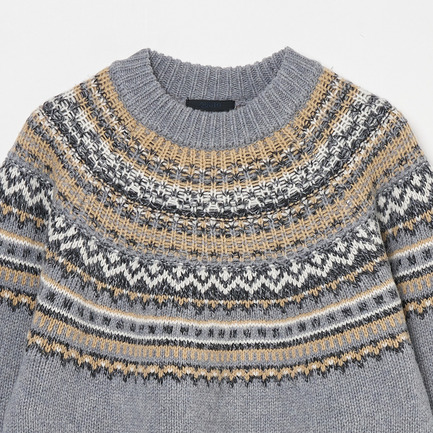 ROUND JACQUARD PULLOVER 詳細画像 グレー 2