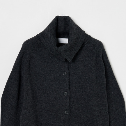 BUTTON STAND NECK PULLOVER 詳細画像 グレー 2
