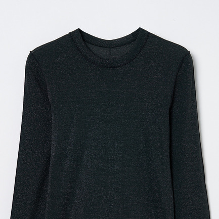 SHINY RIB LONG SLEEVE PULLOVER 詳細画像 ブラック 2