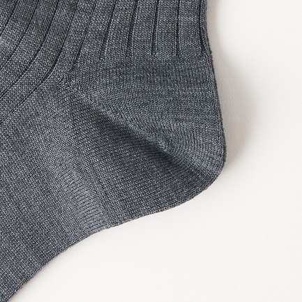 Wool wide ribbed high socks 詳細画像 グレー 2