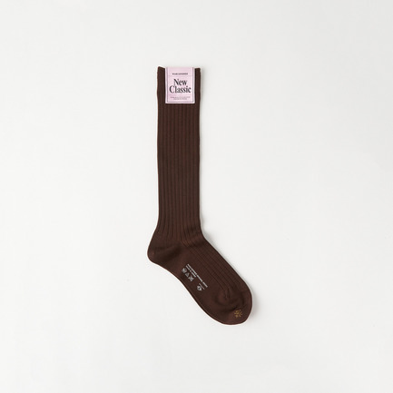 Wool wide ribbed high socks